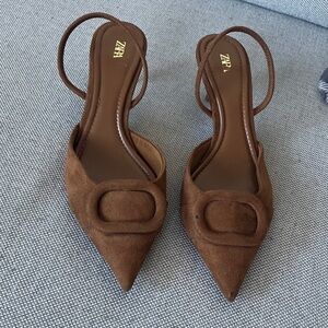 Zara Dark Brown Women's Heels with Straps
